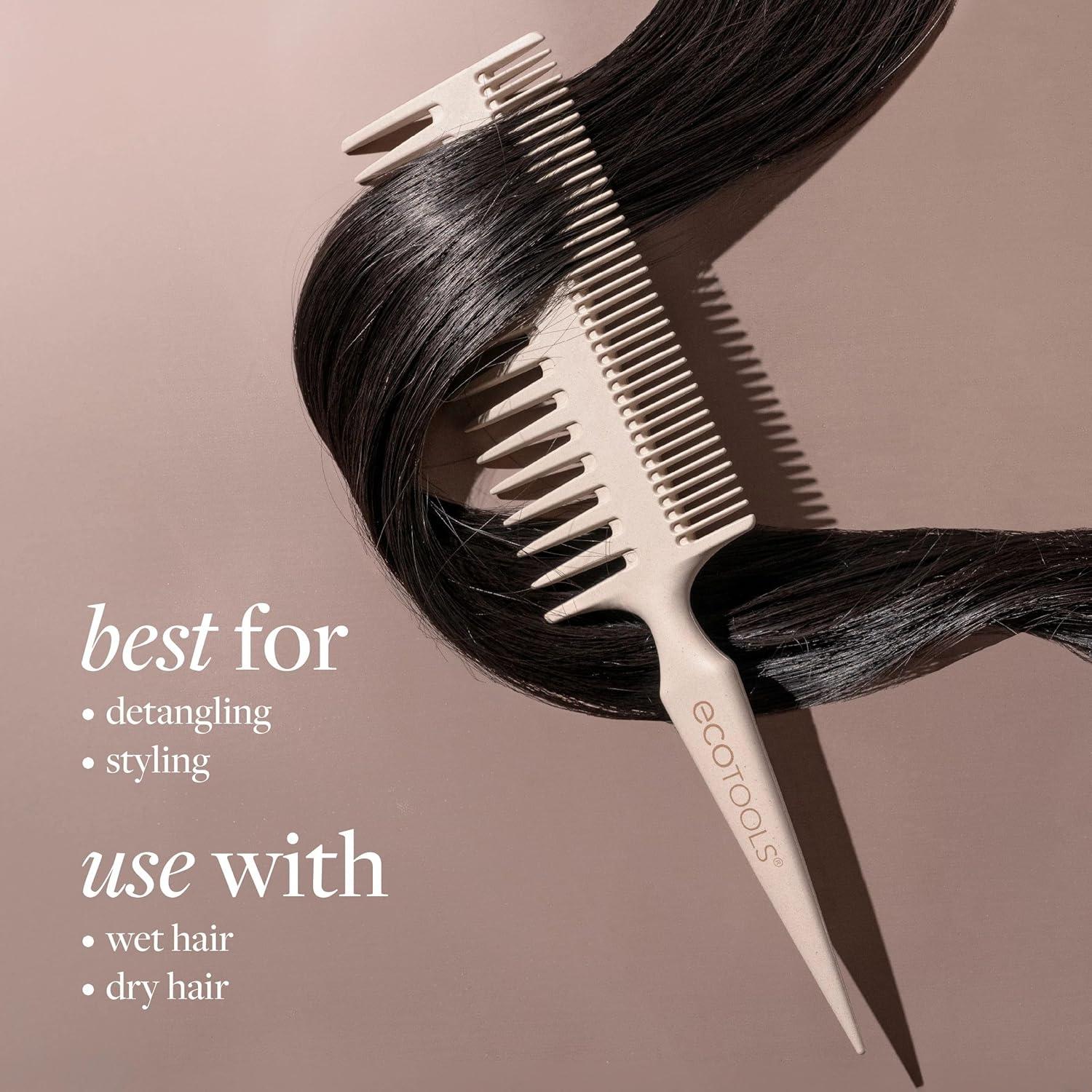 image:imageEcoTools DoubleSided Hair Comb WideTooth amp NarrowTooth Sides For Detangling amp Styling Sectioning Tip Bamboo Hair Comb for All Hair Types AntiBreakage Vegan amp CrueltyFree 1 CountDouble Sided Detangling Brush