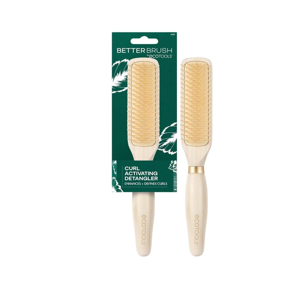 image:imageEcoTools Mini Detangler Hairbrush Brush For Wet Or Dry Hair Heat Resistant Mini Hairbrush Gently Detangles amp Styles TravelSize Paddle Brush Renewable Bamboo Vegan amp CrueltyFree 1 CountCurl Activating Brush