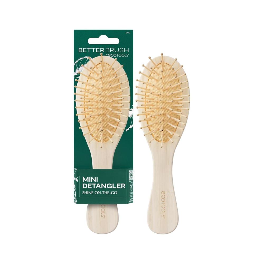 image:imageEcoTools Mini Detangler Hairbrush Brush For Wet Or Dry Hair Heat Resistant Mini Hairbrush Gently Detangles amp Styles TravelSize Paddle Brush Renewable Bamboo Vegan amp CrueltyFree 1 CountMini Shine Brush