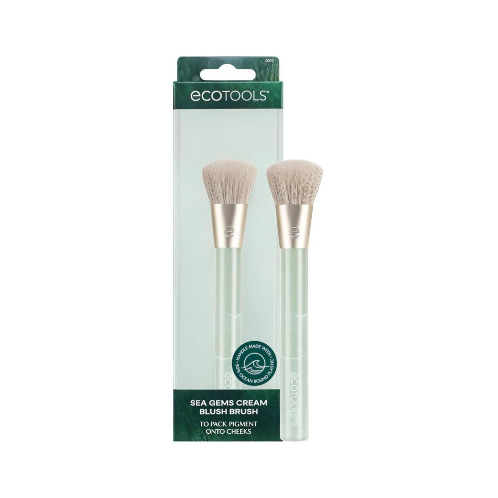 image:imageEcoTools Sea Gems Cream Blush Brush Liquid amp Cream Blush Makeup Brush for Smooth Buildable Cheek Color Dense Rounded Bristles Sustainable Design Vegan amp CrueltyFree 1 Count