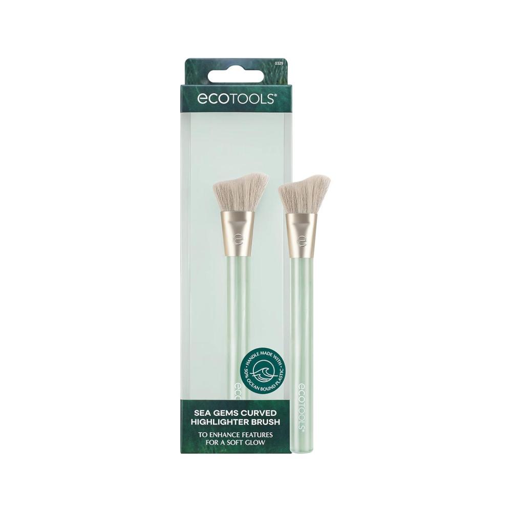image:imageEcoTools Sea Gems Curved Highlighter Brush Precision Makeup Brush for Liquid Cream or Powder Highlight Soft Blending Brush Sustainable Vegan amp CrueltyFree 1 Count