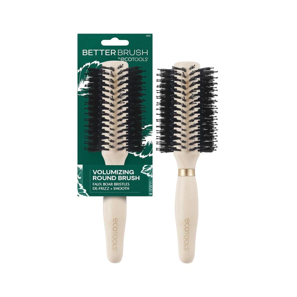 image:imageEcoTools Volumizing Round Hairbrush Achieve Full Blow Out Heat Resistant For Easy Blow Drying Vegan Bristles Tame Frizz amp Smooth Hair Made With Renewable Bamboo CrueltyFree 1 Count