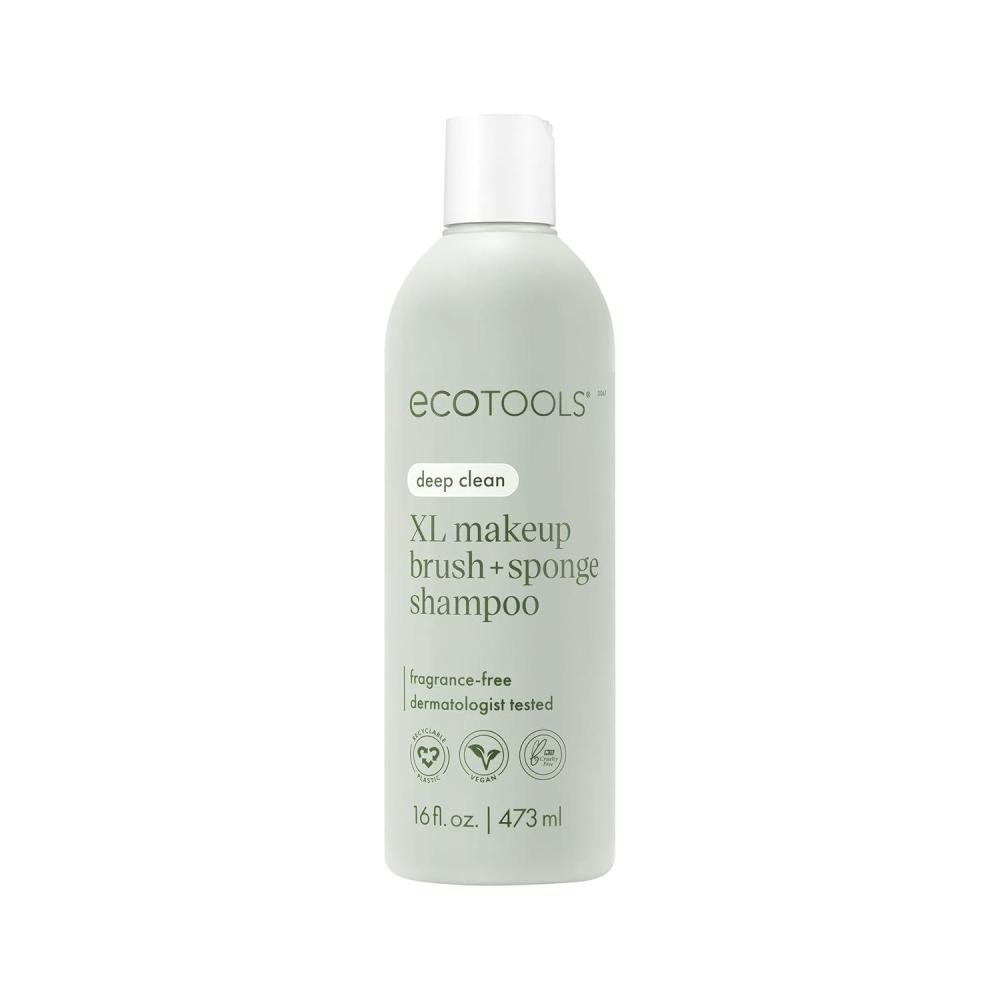 image:imageEcoTools XL Makeup Brush  Sponge Shampoo Removes Makeup Dirt amp Impurities From Makeup Brushes amp Makeup Blending Sponges FragranceFree Vegan amp CrueltyFree 16 fl oz473 ml 1 Count Clear16 Fl Oz Pack of 1