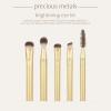 EcoTools Precious Metals Brightening Eye Kit, Precision Makeup Brushes For Eyeshadow, Brows, & Liner, Eco-friendly Makeup Brush Set, Sustainable Recycled Aluminum, Cruelty-Free, Chrome, 5 Piece Set