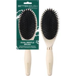 EcoTools Dual Bristle Hair Brush, Faux Boar & Nylon Bristle Brush for Detangling Smoothing & Shine, For All Hair Types, Daily Styling Brush, Bamboo Handle, Vegan & Cruelty-Free, 1 Count