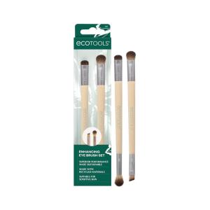 EcoTools Enhancing Eye Brush Set, Makeup Brushes For Liquid, Cream & Powder Eyeshadow & Eye Liner Application, Dual-Sided & Eco-Friendly, Synthetic Bristles, Cruelty-Free, 2 Piece Set(2 Count (Pack of 1))