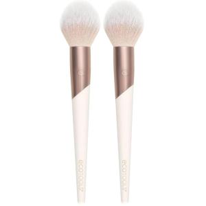 EcoTools Luxe Plush Powder Makeup Brush for Blush & Bronzer, Works Best With Powder Makeup, Luxurious and Glamorous, Eco-Friendly Premium Makeup Brush, Synthetic Bristles, Pink, 1 Count(Pack of 2)