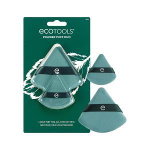 EcoTools Powder Puff Duo, Full-Size & Mini Powder Puffs for Loose or Pressed Powder, Precision Under-Eye & T-Zone Application, Soft Makeup Puffs, Vegan & Cruelty-Free, 2 Piece Set