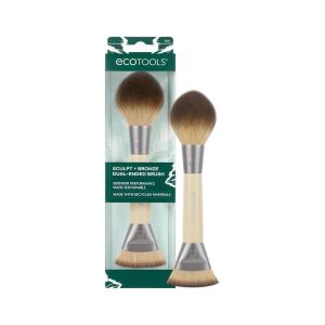 EcoTools Sculpt + Bronze Dual-Ended Makeup Brush, Fluffy Bronzer & Dense Contour Brush for Liquid, Cream & Powder Face Makeup, Travel-Friendly, Vegan & Cruelty-Free, Eco-Friendly Handle, 1 Count(Sculpt + Bronze)