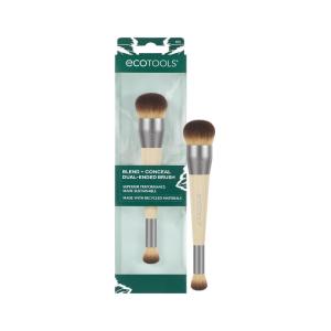 EcoTools Sculpt + Bronze Dual-Ended Makeup Brush, Fluffy Bronzer & Dense Contour Brush for Liquid, Cream & Powder Face Makeup, Travel-Friendly, Vegan & Cruelty-Free, Eco-Friendly Handle, 1 Count(Blend + Conceal)
