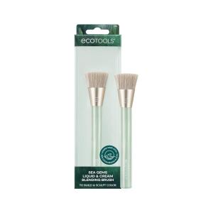 EcoTools Sea Gems Liquid & Cream Blending Brush, Foundation, Contour & Blush Makeup Brush for Smooth Buildable Coverage, Sustainable Design, Vegan & Cruelty-Free, 1 Count