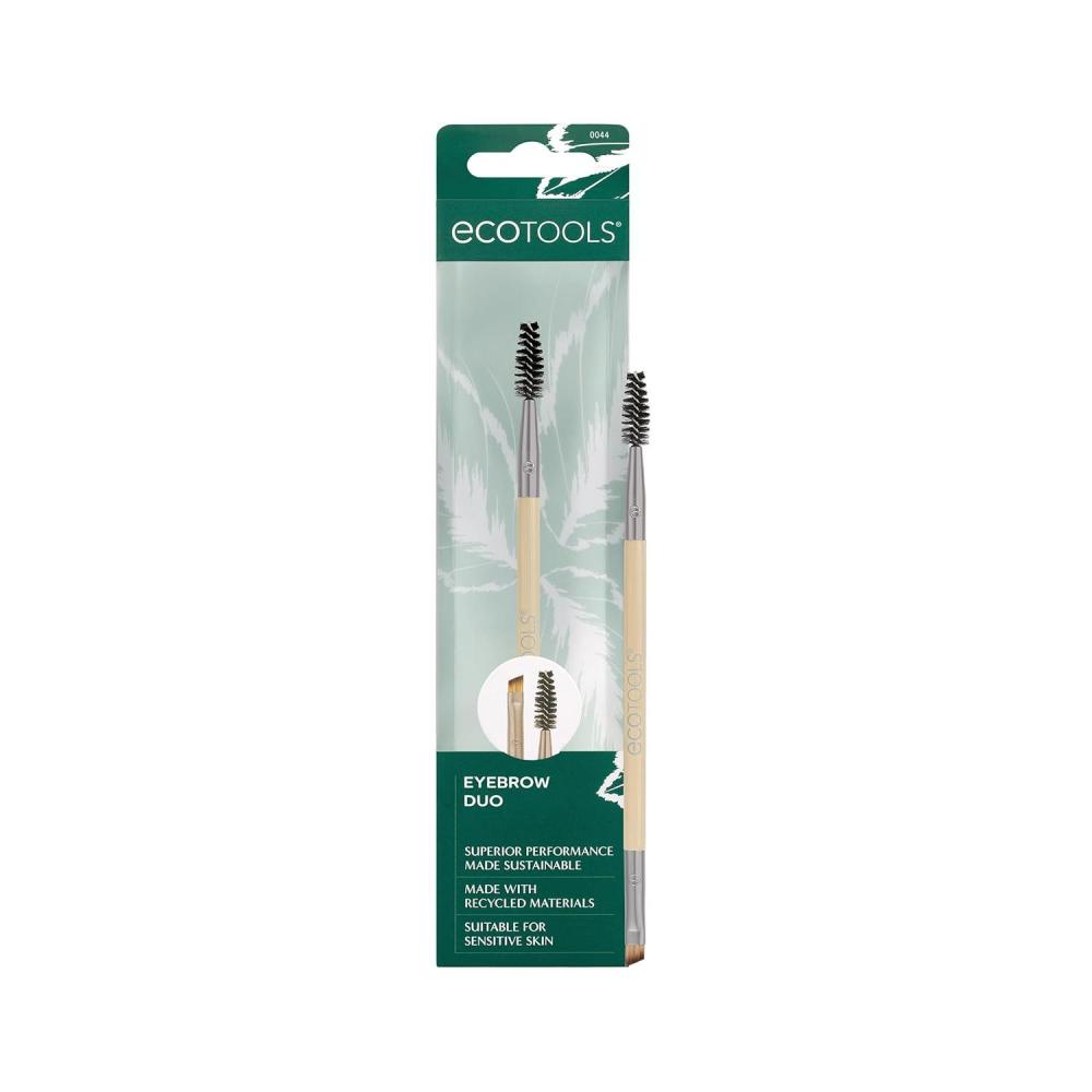 image:imageEcoTools Eyebrow Brush Duo Tame Sculpt amp Fill in Brows Multipurpose For Eyebrow Gel Powder amp Cream DualEnded Spoolie amp Angled Brow Brush Eco Friendly CrueltyFree amp Vegan 1 Count1