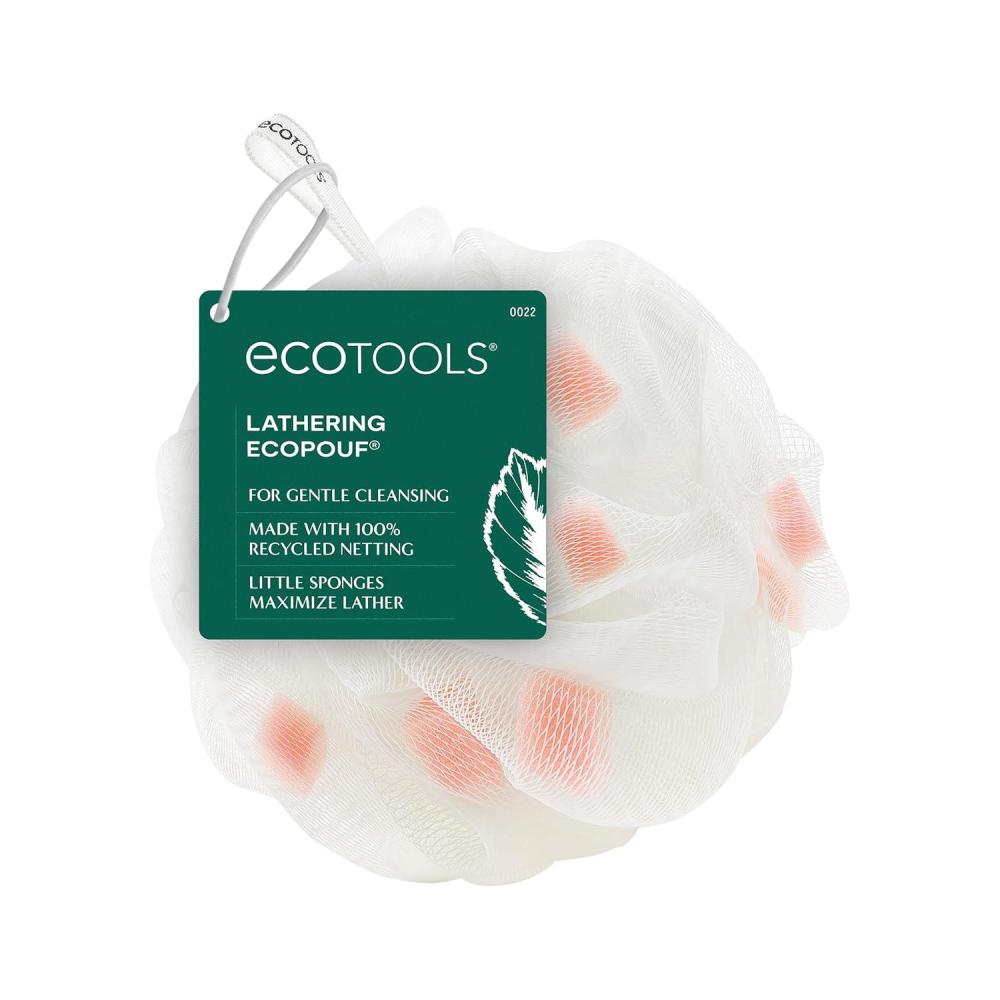 image:imageEcoTools Lathering EcoPouf Loofah Infused with Mini Sponges Provides Rich Lather Recycled Netting Gentle Exfoliation in Bath Or Shower Pouf Removes Dead Skin CrueltyFree 1 Count