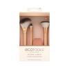 EcoTools Precious Metals Cheek & Eye Highlight Makeup Brush Kit, for Eyeshadow, Blush, & Powder Products, Eco Friendly, Cruelty Free Face Brushes, Recycled Aluminum, Chrome, 4 Piece Set(Bronze Face Blend  4 Piece Set)