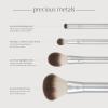 EcoTools Precious Metals Cheek & Eye Highlight Makeup Brush Kit, for Eyeshadow, Blush, & Powder Products, Eco Friendly, Cruelty Free Face Brushes, Recycled Aluminum, Chrome, 4 Piece Set(Silver Cheek & Eye  4 Piece Set)