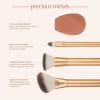 EcoTools Precious Metals Cheek & Eye Highlight Makeup Brush Kit, for Eyeshadow, Blush, & Powder Products, Eco Friendly, Cruelty Free Face Brushes, Recycled Aluminum, Chrome, 4 Piece Set(Bronze Face Blend  4 Piece Set)