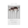 EcoTools Precious Metals Cheek & Eye Highlight Makeup Brush Kit, for Eyeshadow, Blush, & Powder Products, Eco Friendly, Cruelty Free Face Brushes, Recycled Aluminum, Chrome, 4 Piece Set(Silver Cheek & Eye  4 Piece Set)