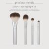 EcoTools Precious Metals Cheek & Eye Highlight Makeup Brush Kit, for Eyeshadow, Blush, & Powder Products, Eco Friendly, Cruelty Free Face Brushes, Recycled Aluminum, Chrome, 4 Piece Set(Silver Cheek & Eye  4 Piece Set)