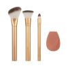 EcoTools Precious Metals Cheek & Eye Highlight Makeup Brush Kit, for Eyeshadow, Blush, & Powder Products, Eco Friendly, Cruelty Free Face Brushes, Recycled Aluminum, Chrome, 4 Piece Set(Bronze Face Blend  4 Piece Set)