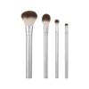 EcoTools Precious Metals Cheek & Eye Highlight Makeup Brush Kit, for Eyeshadow, Blush, & Powder Products, Eco Friendly, Cruelty Free Face Brushes, Recycled Aluminum, Chrome, 4 Piece Set(Silver Cheek & Eye  4 Piece Set)