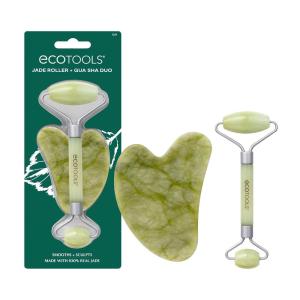 EcoTools Amethyst Facial Roller, Real Stone Face Roller & Massager, Skincare & Sculpting Tool, Reduces Puffiness & Dark Circles, Eco-Friendly Beauty Tool, Vegan & Cruelty-Free, 1 Count(Jade Gua Sha & Roller Duo  2PC)
