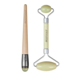 EcoTools Amethyst Facial Roller, Real Stone Face Roller & Massager, Skincare & Sculpting Tool, Reduces Puffiness & Dark Circles, Eco-Friendly Beauty Tool, Vegan & Cruelty-Free, 1 Count(Jade Roller & Under Eye Duo  2PC)