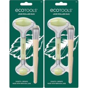 EcoTools Beauty Skin Care Tool Jade Facial Roller and Eye Roller Duo, Face Roller and Massager, Skincare and Sculpting Tool, Reduces Under Eye Puffiness and Dark Circles, 2 Piece Set(2 Count (Pack of 2))