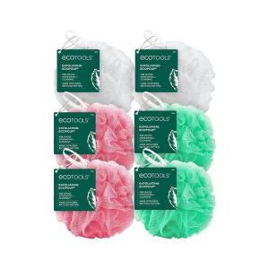 EcoTools Exfoliating EcoPouf Bath Sponges, Rich Lather, Recycled Netting, Body Loofahs for Smoother, Softer Skin, Removes Dirt & Impurities, for Shower & Bath, Assorted Colors,(Pack of 6)(1 Count (Pack of 6))