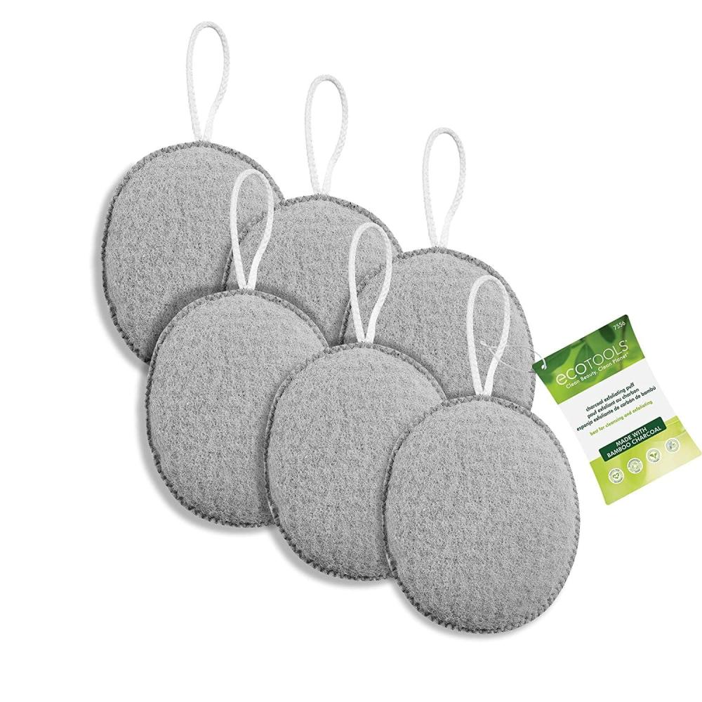image:imageEcoTools Charcoal Exfoliating Puff Infused Body Sponge Detoxifying amp Exfoliating Removes Dry Skin amp SelfTanner EcoFriendly Bath Accessory for Men amp Women CrueltyFree amp Vegan 1 Count