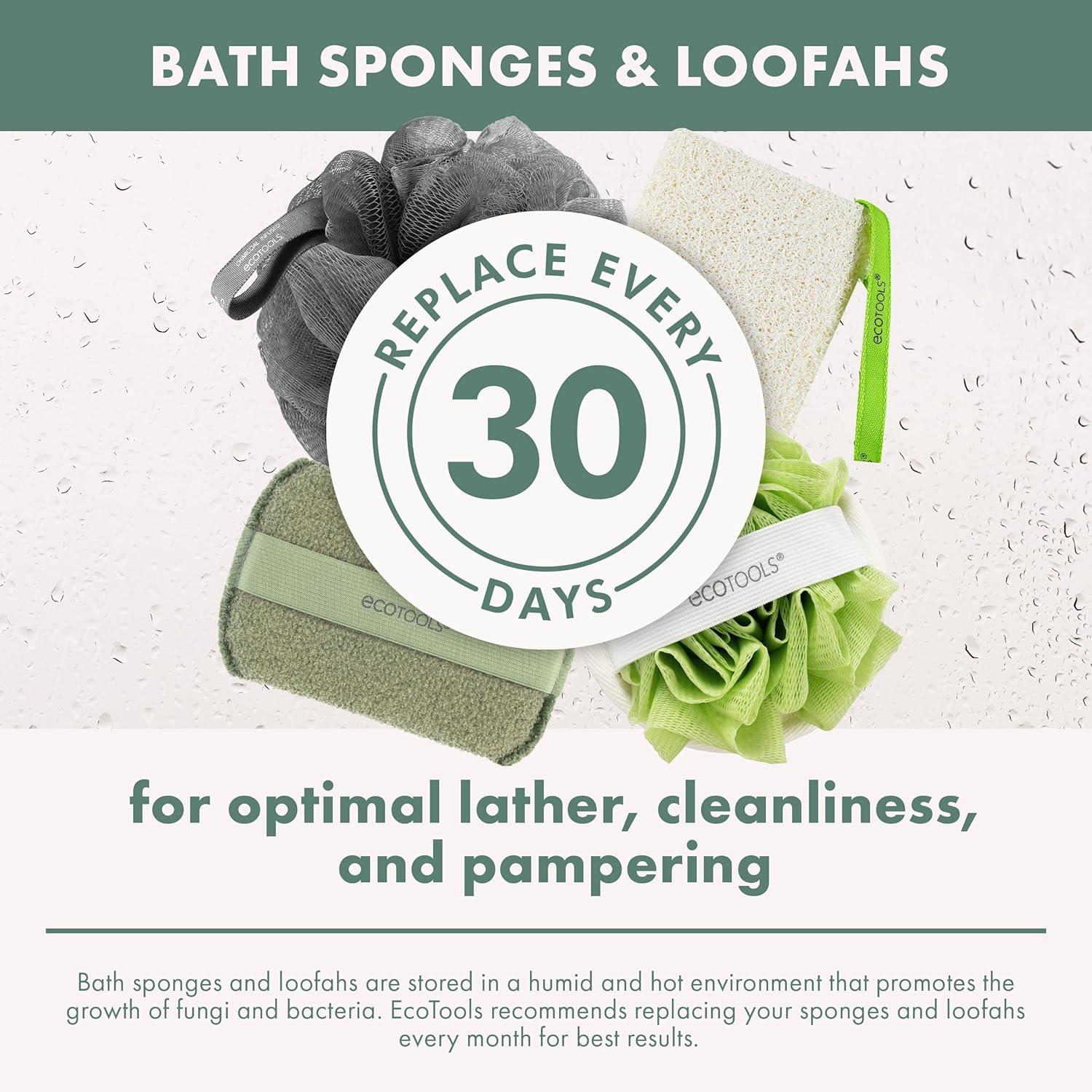 image:imageEcoTools Delicate EcoPouf Bath Sponge Made With Recycled Materials Exfoliating Bath Pouf Loofah for Shower amp Bath In Assorted Colors Green White Pink and Gray Perfect for Men amp Women 6 Count