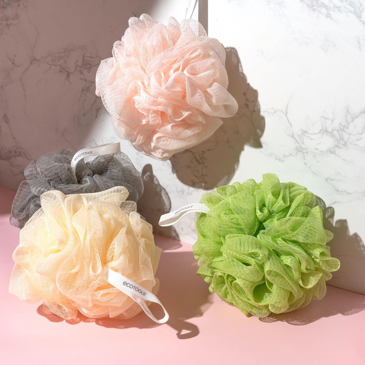 image:imageEcoTools Delicate EcoPouf Bath Sponge Made With Recycled Materials Exfoliating Bath Pouf Loofah for Shower amp Bath In Assorted Colors Green White Pink and Gray Perfect for Men amp Women 6 Count