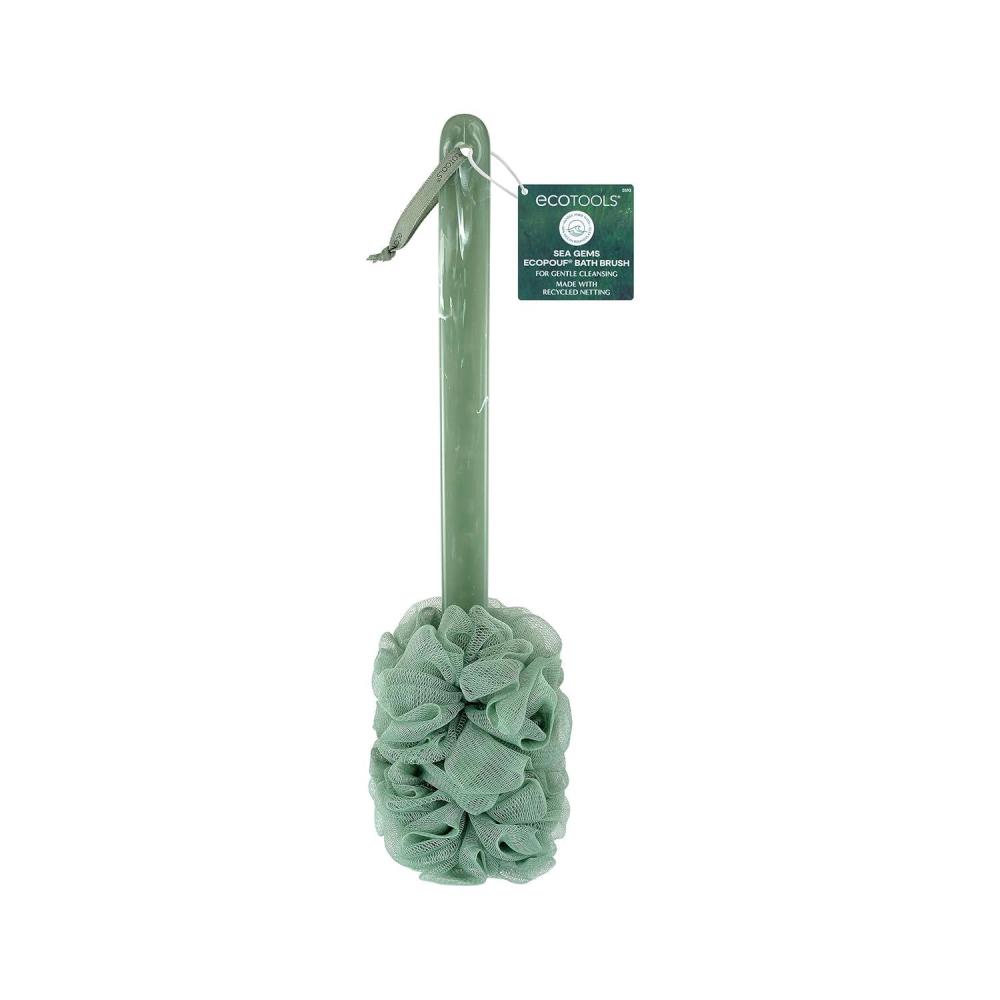 image:imageEcoTools Sea Gems EcoPouf Bath Brush Gentle Exfoliating Body Scrubber for Shower Cleansing amp Smoothing Recycled Netting Loofah with Long Handle Vegan amp CrueltyFree 1 Count