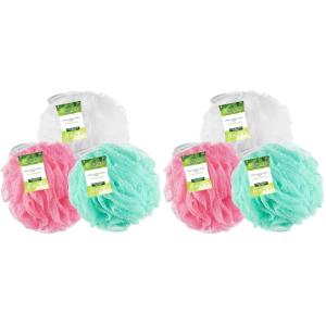 EcoTools Exfoliating EcoPouf 3 Pack, Shower Loofah Scrubs & Cleanses, Pouf with Recycled Netting, Exfoliation Removes Dead Skin, Eco-Friendly Bath Accessory, Cruelty-Free, Color May Vary, (60g Each)(3 Count (Pack of 2))