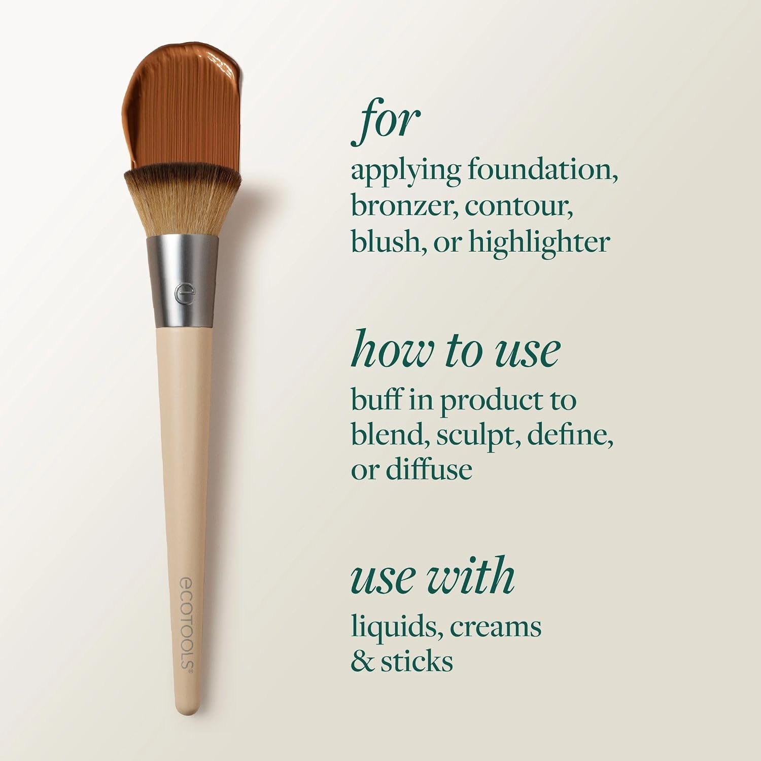 image:imageEcoTools 5 Piece Everyday Edit Makeup Brush Set Eco Friendly Makeup Brushes with Powder Puff TravelFriendly Vegan amp CrueltyFree