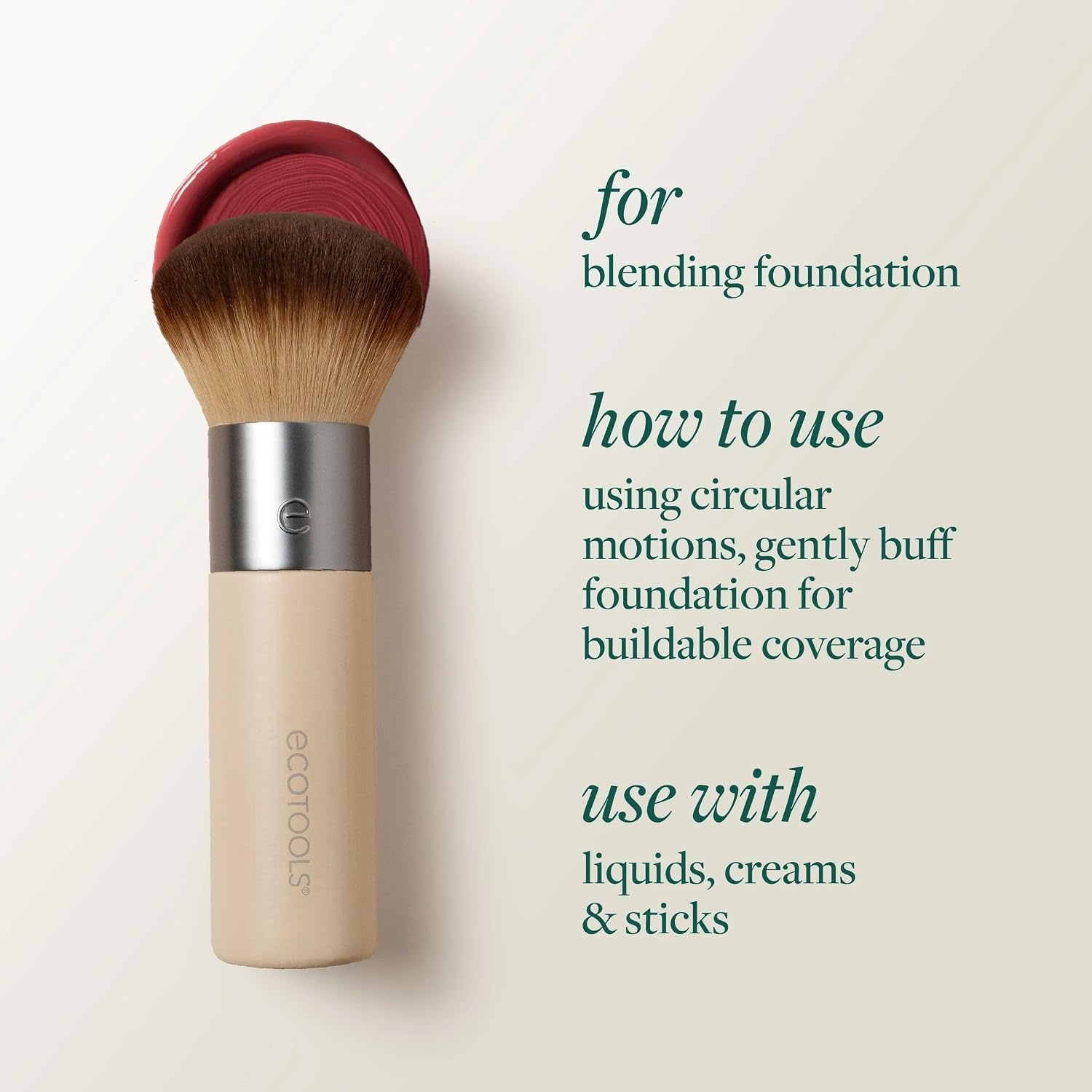 image:imageEcoTools 5 Piece Everyday Edit Makeup Brush Set Eco Friendly Makeup Brushes with Powder Puff TravelFriendly Vegan amp CrueltyFree